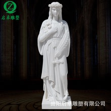 供应大理石圣像汉白玉教堂圣天使女神像欧美西方人物雕塑源头厂家