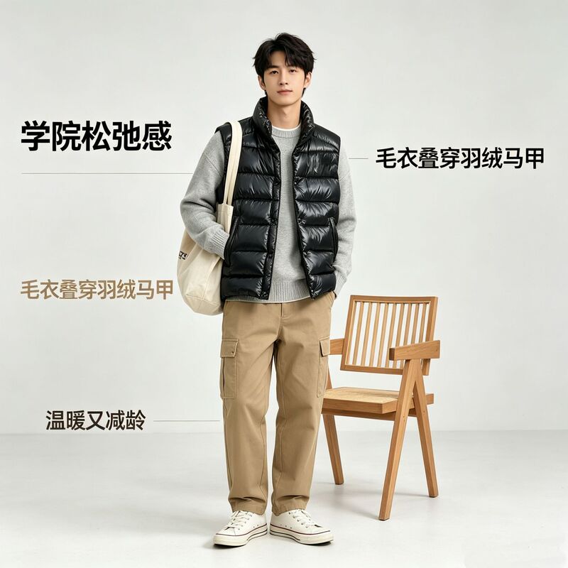 Mengkou Autumn and Winter Unisex Lightweight down Vest Tibb Slim Fit Sleeveless Stand Collar White Goose down Thickened down Jacket Mengkou Autumn and Winter Unisex Lightweight down Vest Tibb Slim Fit Sleeveless Stand Collar White Goose down Thickened down Jacket