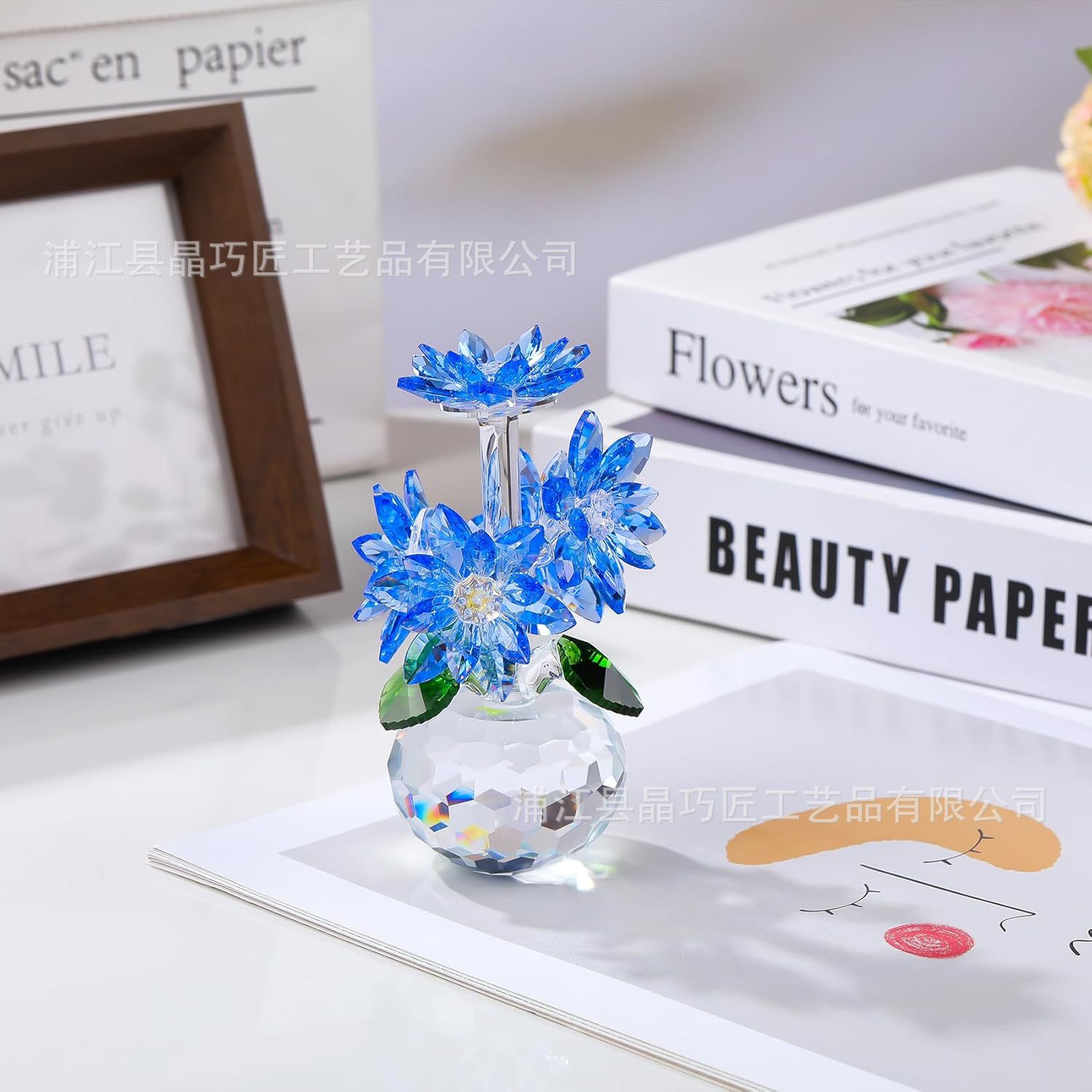 軽奢風クリスタルデイジー置物 ホームデコレーション ビジネスギフト 輸出専用直送