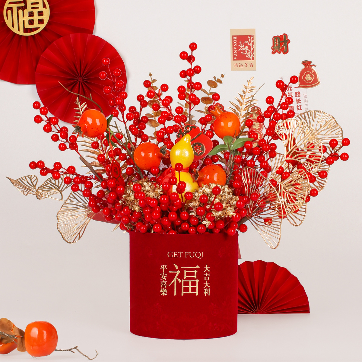 2025 decoración del Festival de Primavera al por mayor franela barril joyería Nochevieja flor abrazo cubo de bricolaje regalo de mano cubo de bendición producto terminado