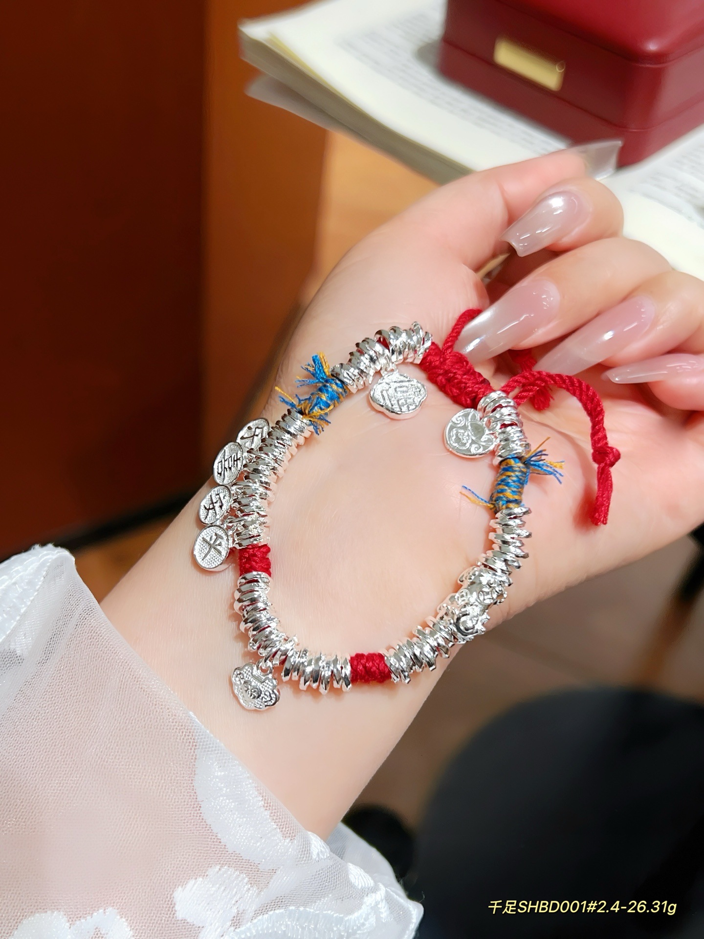 999 pulsera de alambre de plata de pie pulsera tejida de hilo arcoíris de bricolaje año de nacimiento cuerda de mano de plata rota para novia regalo de madre