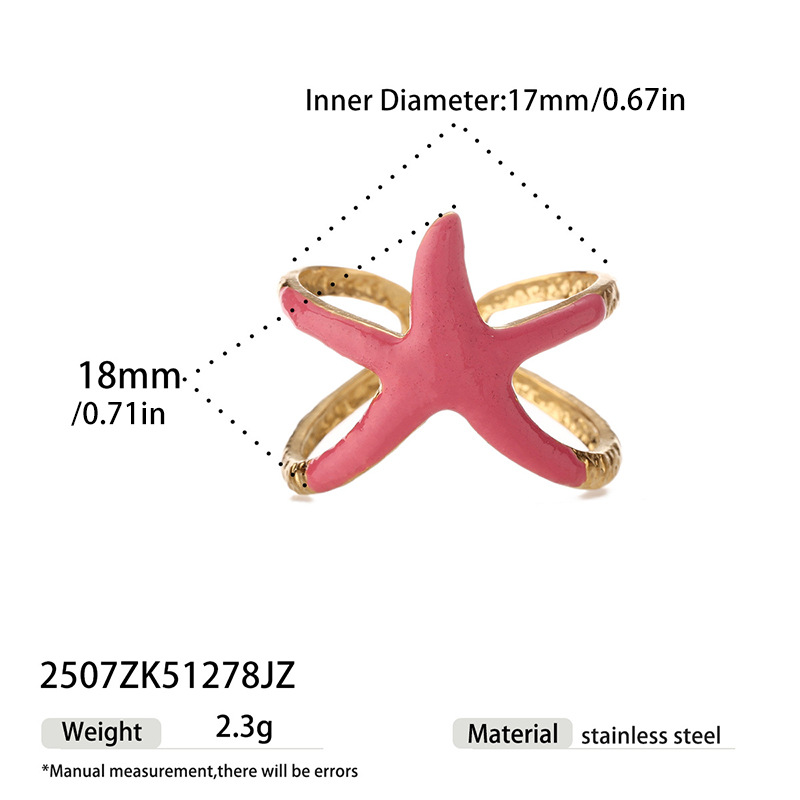 Taina Europa y América verano playa de vacaciones marinas estilo estrella de mar colorido anillo de goteo de aceite nicho de diseño joyas