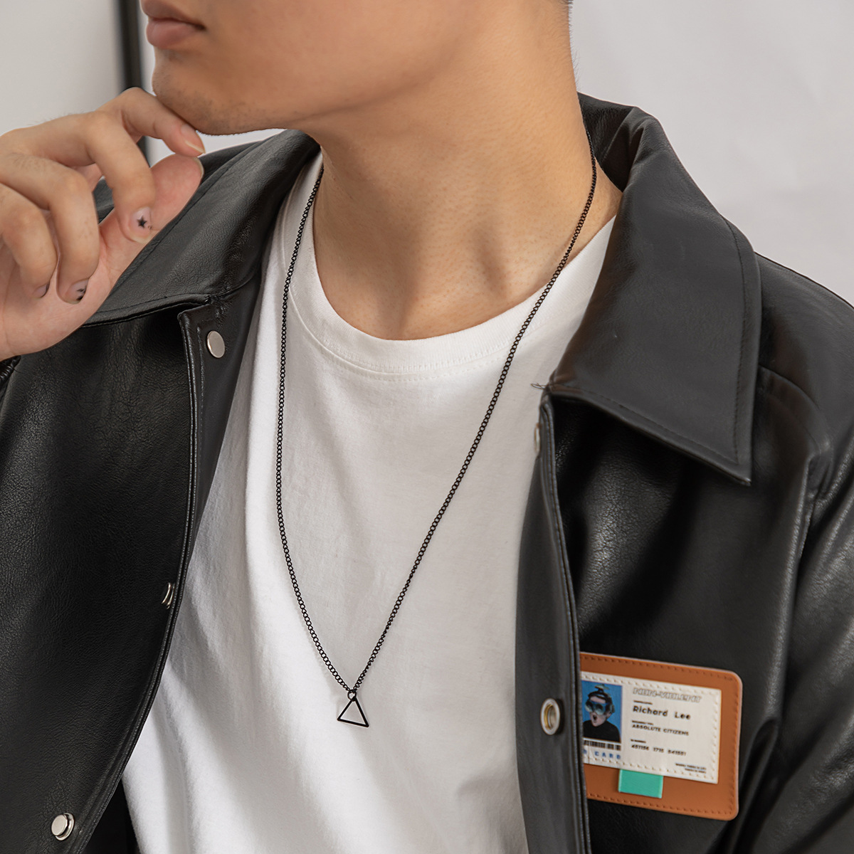 1 Piece Streetwear Triangle Iron Plating Menu0027S Pendant Necklace