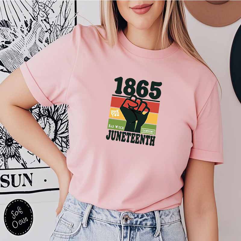 Foreign Trade New Style 1865 Juneteenth Fist Pattern Printed Foreign Trade Short-Sleeved T-Shirt Temu Goods