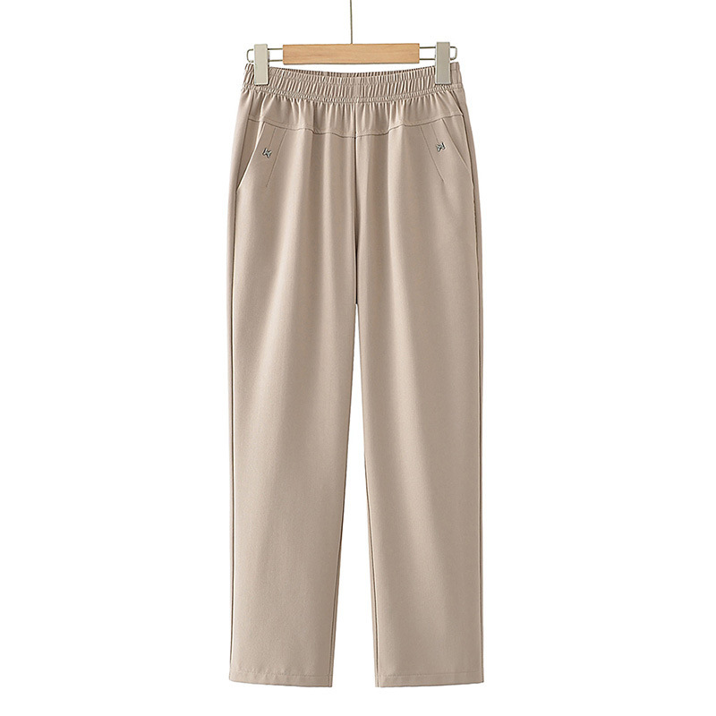 Summer Thin Tencel Cropped Pants Straight Leg Pants Women's Mother Thin Pants 50-60-year-old Middle-aged Women's Pants Plus Size