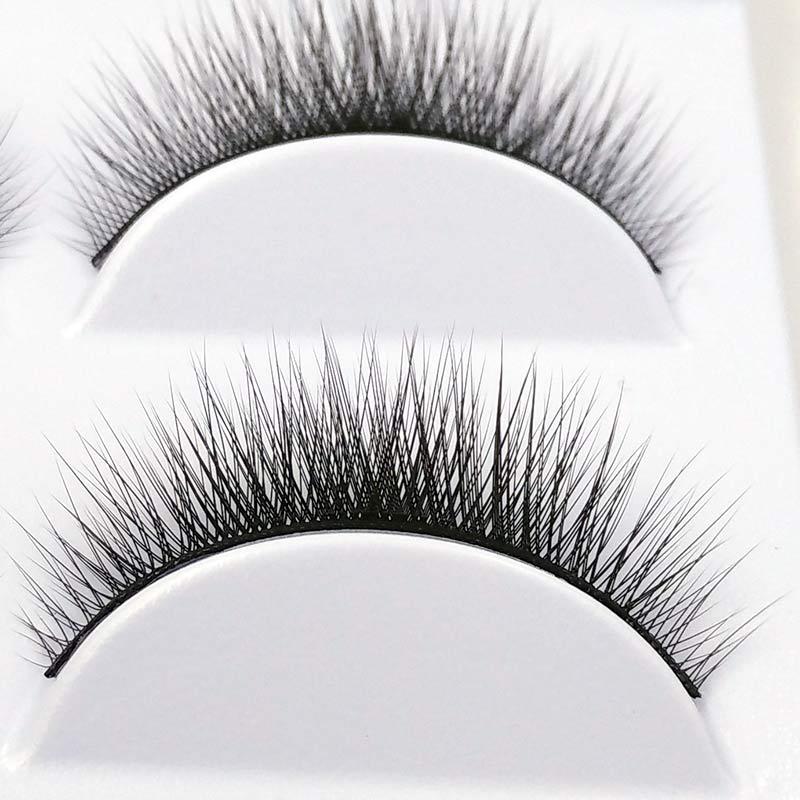 Solid Color Pattern Thick Natural Cross Length 3 Pairs Mink Hair False Eyelashes