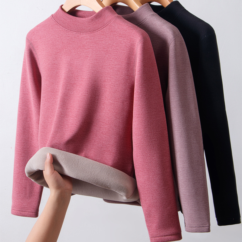 가을 옷과 바지 단색 기반을 세트 중간 및 높은 목 남성용 기모 두꺼운 열 속옷