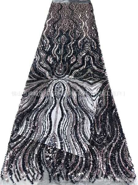 Fabricante nuevo estilo francés Europa y América tela bordada de perlas Gaoding cena de ropa de mujer falda tela comercio exterior transfronterizo al por mayor image 10