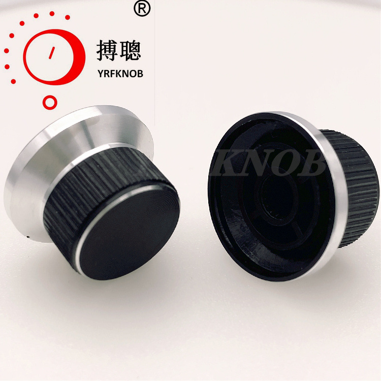 铝合金旋钮帽型黑白切线直径17-23*14高电位器旋钮盖