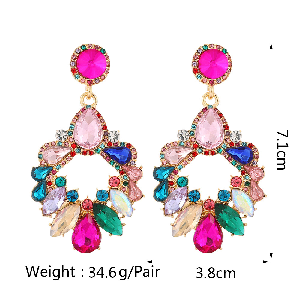 29g Weight Rhinestones Inlay Material 1 Pair Retro Flower Rhinestone Inlay Rhinestones Women's Drop Earrings