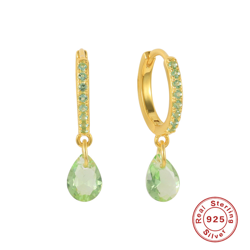 Daily Occasion 925 Sterling Silver Material Water Droplets Pattern 1 Pair 925 Sterling Silver Gem Water Droplets Earrings