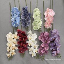 厂家直供9头3D打印胶片蝴蝶兰仿真花外贸跨境婚庆花材批发家居