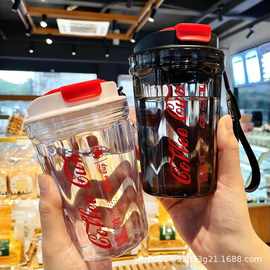 网红高颜值可乐杯水杯塑料咖啡杯便携式小体积随手杯礼品批发