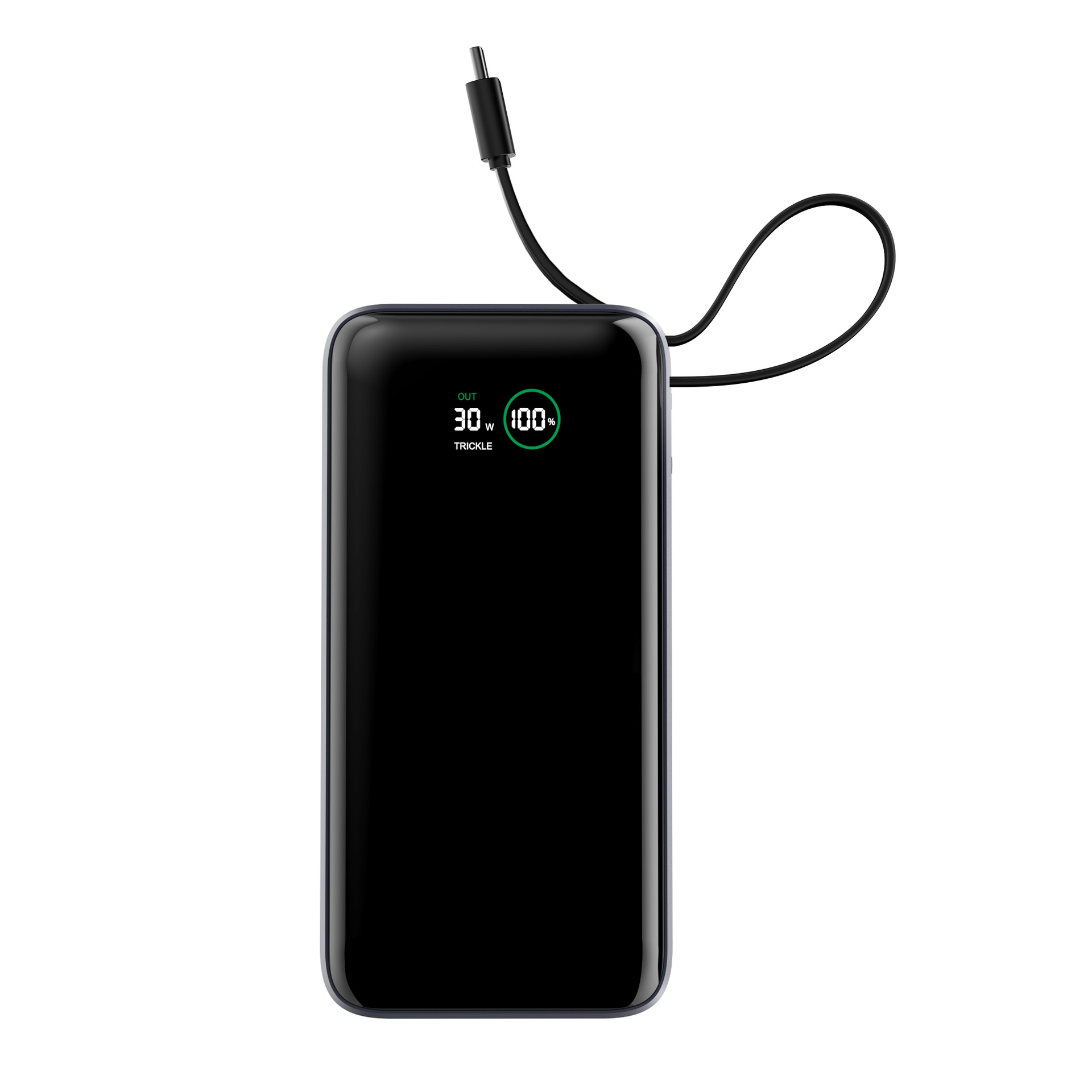 新款自带线便携式充电宝清晰屏幕数显10000毫安移动电源可印logo