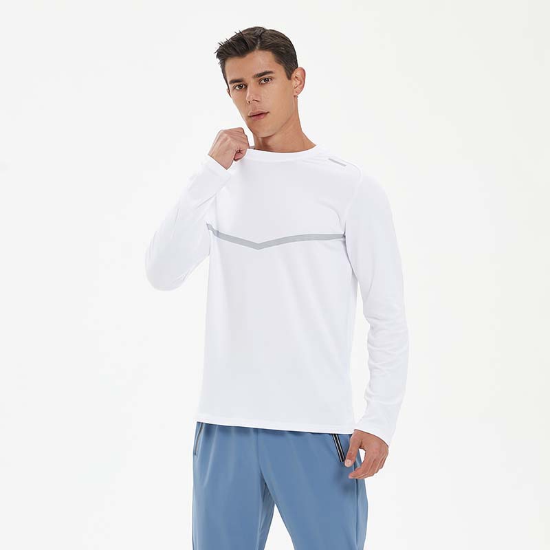 Lulu primavera y otoño hombres deportes al aire libre ocio cuello redondo manga larga Top running fitness entrenamiento de secado rápido camiseta transpirable U