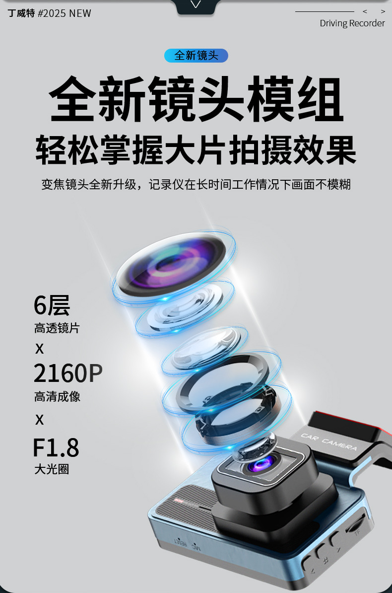 Dingweite Dash Cam 4K Ultra Hd 2026 New Model Front and Rear Dual Camera No-Wiring Installation 360-Degree Panorama