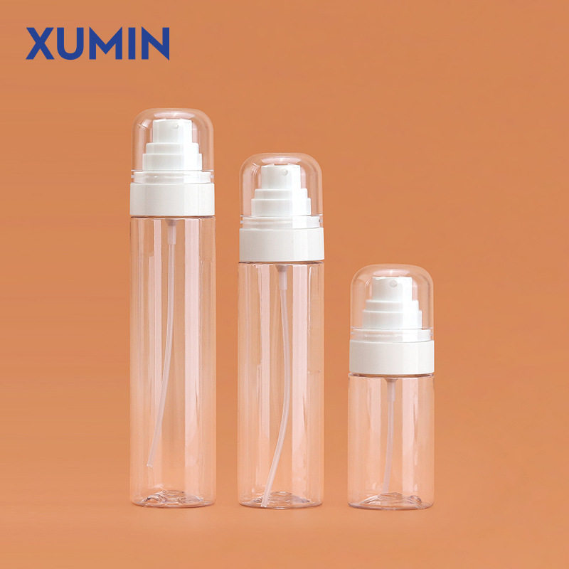 50ml; botella transparente + aspersor de cubierta redonda; pet