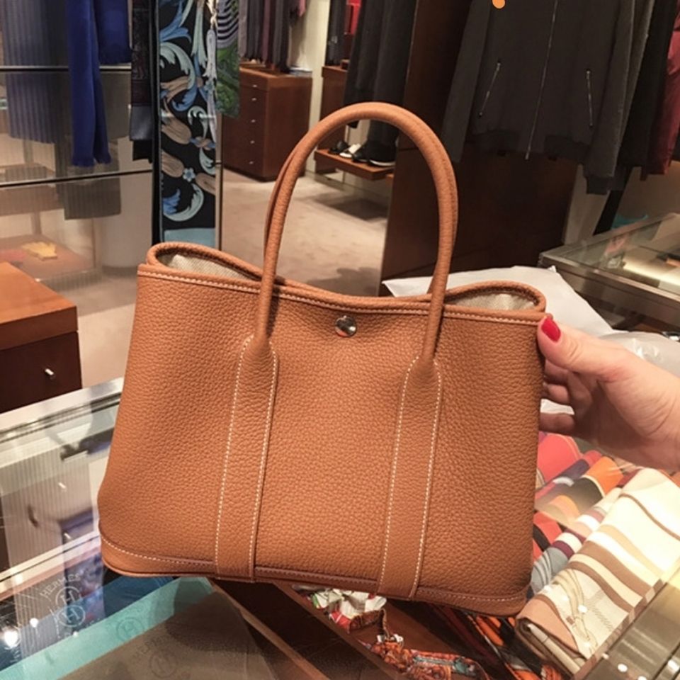 2024 Spring/Summer New Litchi Grain Cowhide Garden Bag Large Capacity Tote Bag Genuine Leather Women's Handbag Commuter Bag - Thumbnail 4