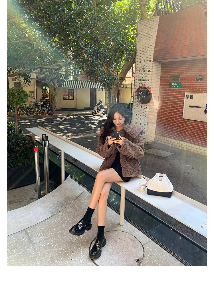 葡萄妈Studiolee英伦风小皮鞋女小金扣圆头一