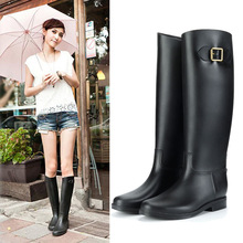 VIVI雜志款時尚女雨靴日本高筒修身搭扣雨鞋馬術靴防水防滑水鞋