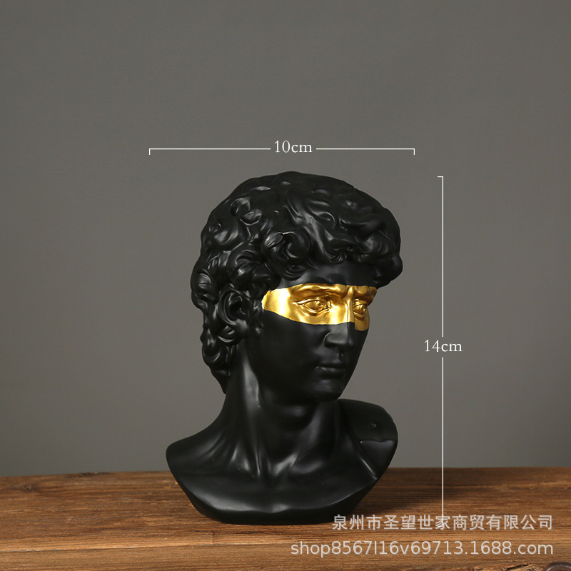 Adornos escultóricos de estilo nórdico.Estatua dorada de David.Decoración para cafeterías.Piezas artísticas artesanales.