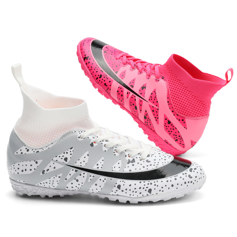 Transfronterizo nuevos zapatos de fútbol hombres y mujeres transpirables de color de Pato Mandarín alto-top largo y corto zapatos de fútbol de uñas hierba más tamaño zapatos de entrenamiento