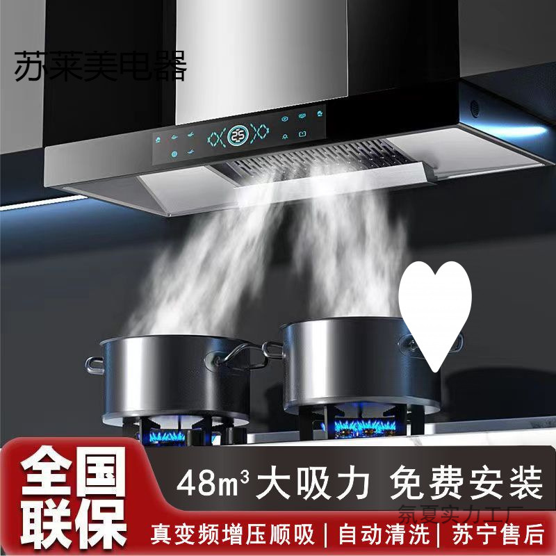 Range Hood for Home Rental Gas Stove Set Kitchen Ceiling-Mounted Range Hood with High Suction Power Stove Set
