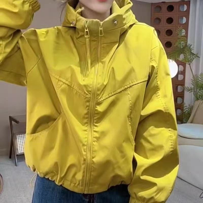 Short Design Jacket for Women, Autumn Korean Style Loose and Chic Hooded Jacket for Small People