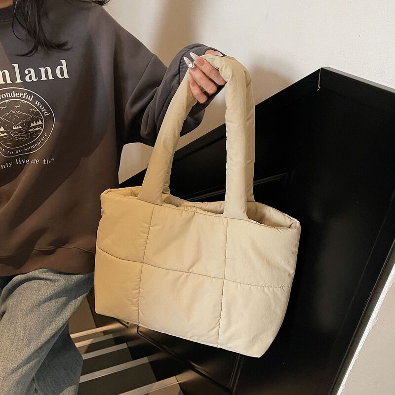 Cotton Hand-Held Tote Bag for Women 2025 New Embroidery Thread Soft Large-Capacity down Cotton Cloud Shoulder Bag under Armpit Cotton Hand-Held Tote Bag for Women 2025 New Embroidery Thread Soft Large-Capacity down Cotton Cloud Shoulder Bag under Armpit