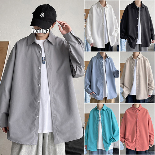 2024 Spring New Arrival Hong Kong Style Indoor Large Size Cool Collar Long Sleeve Shirt M-5X HC21342-P25