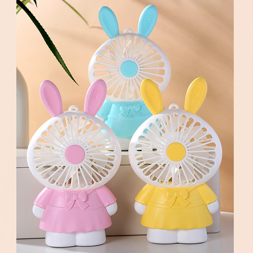 Cartoon Mini Cute Animal Fan Portable Lanyard USB Charging Light Small Fan Gift for Children and Students