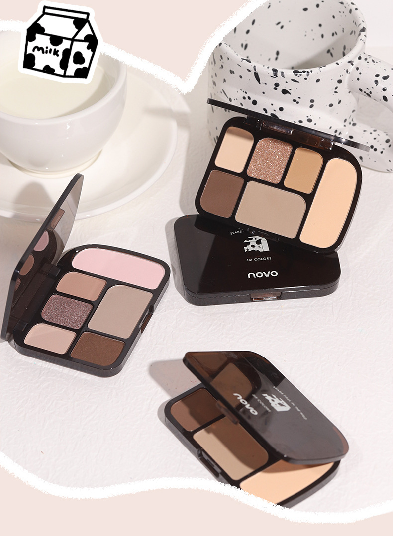 NOVO Starry Sky Wild Six-color Eyeshadow low-saturation pearlescent Fine Shimmering matte Blush Contour Eyeshadow all-in-one Set undefined