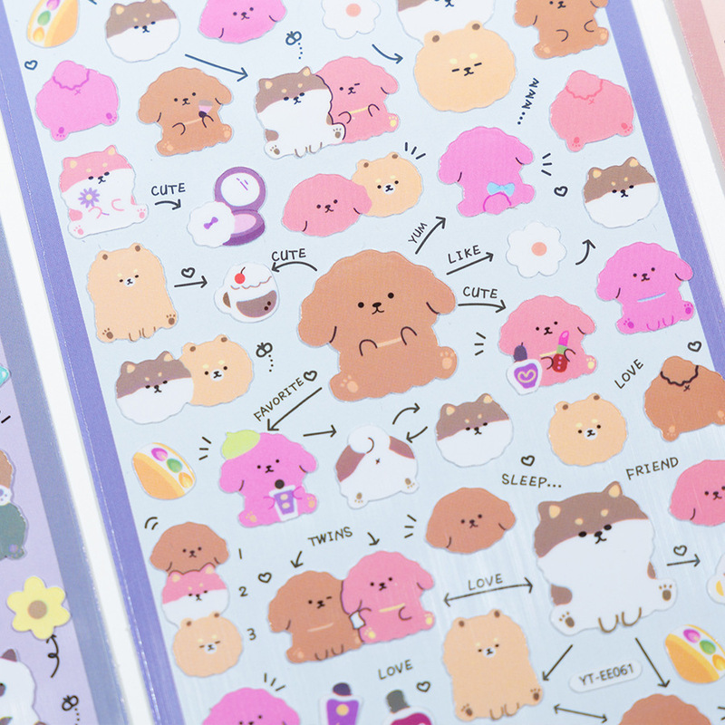 かわいい猫、犬、オウムのハンドブック、漫画の動物ステッカー、子供用手作りのご褒美、携帯電話の水カップの装飾ステッカー|undefined