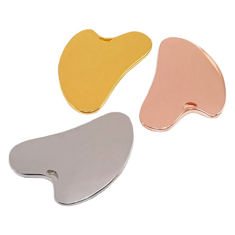Tabla de raspado facial metálica, masaje en forma de corazón, ideal para cuello y cara, herramienta de belleza
