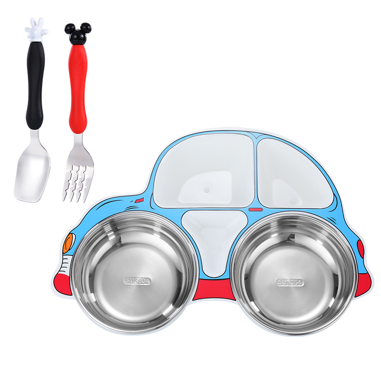 자동차 디너 접시 [블루] 디너 접시 + 스푼과 포크