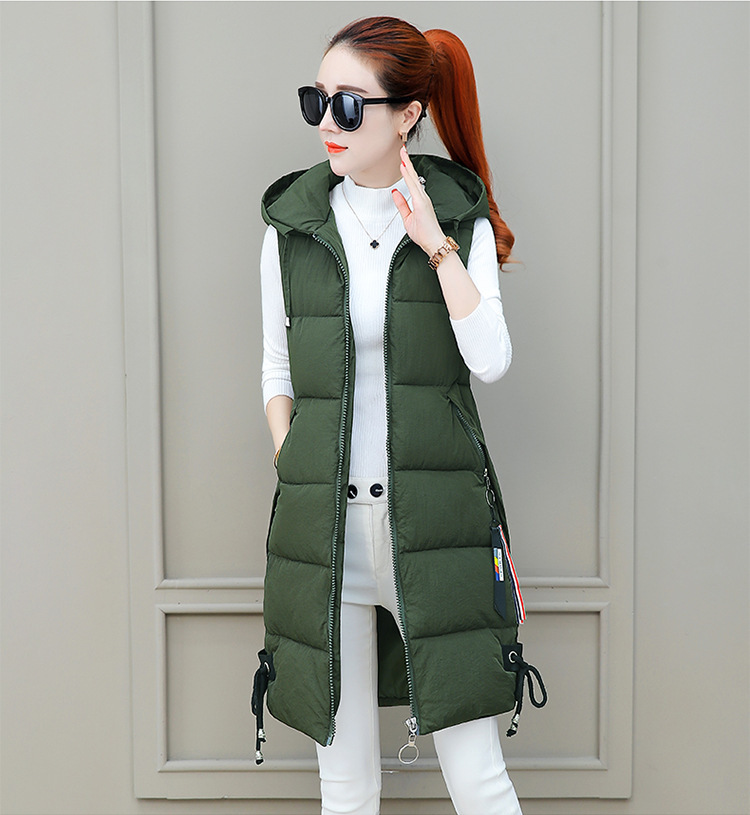 Damen Steppweste Mit Kapuze Lange Winterweste Für Herbst Und Winter_voghion.com