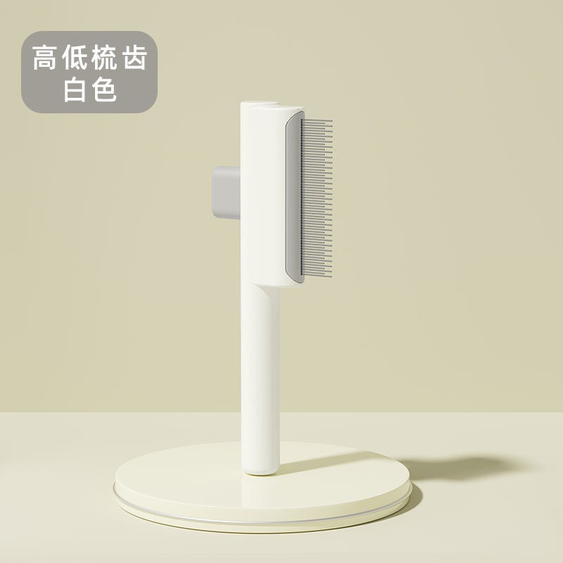 Peine autolimpiante para gatos y perros Peine con un botón para abrir el nudo para eliminar el pelo flotante Peine para mascotas Peine para gatos y perros Peine para dientes densos