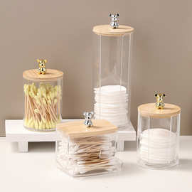 亚克力收纳盒家用桌面小熊储物盒高级感便携式杂物透明桌面收纳盒