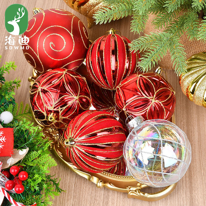 Adornos navideños Colgante de calabaza de bola pintada de plástico rojo Decoración de escena de árbol de Navidad Colgante de bola navideña