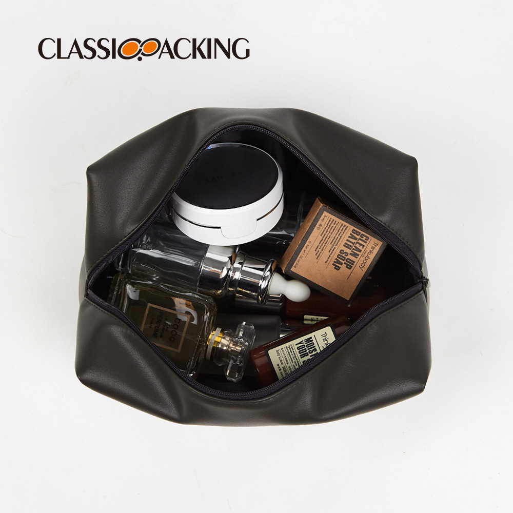 Fábrica al por mayor simple bolsa de cosméticos bolsa de lavado portátil pu material embrague viaje bolsa de almacenamiento se puede imprimir logo