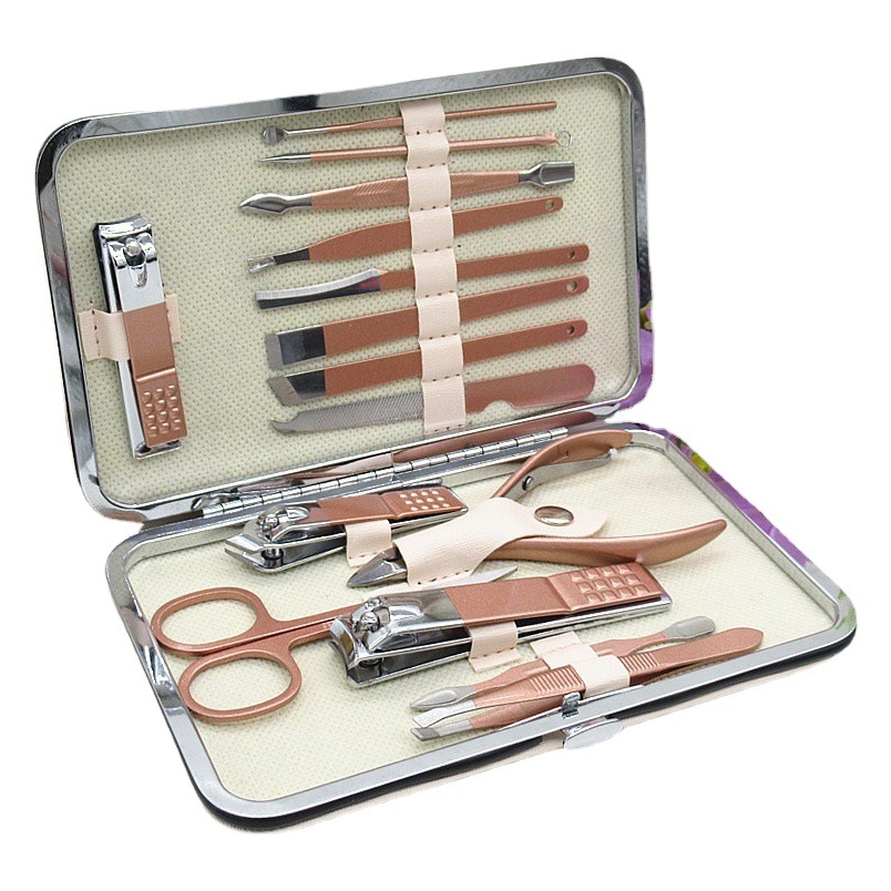 Rose Gold Stainless Steel Nail Clippers, Nail Scissors, Nail Clippers 18-Piece Set, Manicure and Pedicure Tools, Beauty Set