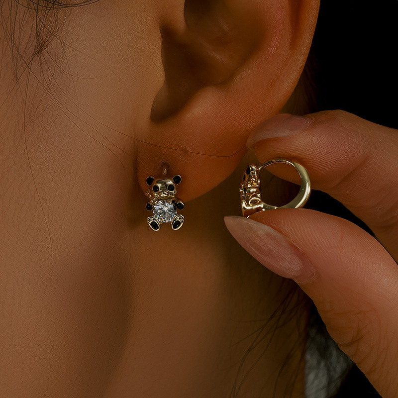 Pendientes de Aro con Diseño Europeo y Americano de Xuping, Chapados en Oro de 14k, con Forma de Oso, Modernos, con Personalidad y Temperamento para Mujer