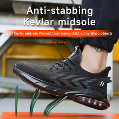 Cross-border new style safety shoes steel toe anti-crushing and anti-puncture air cushion work shoes fly weave light Kevlar 