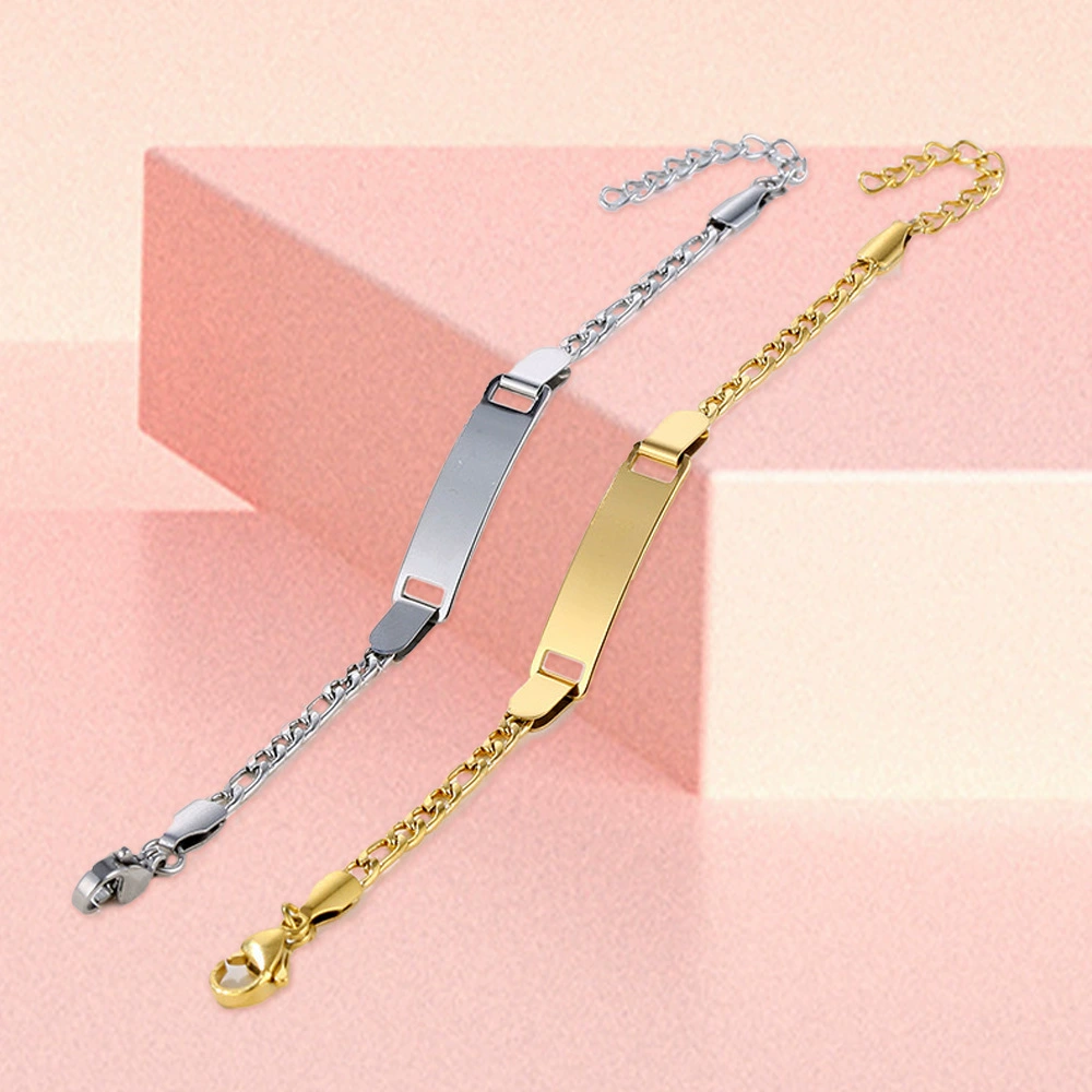 Трансграничные горячие продажи персонализированные модные детские подарки европейский и американский стиль украшения ручной работы из нержавеющей стали с лазерной надписи детские браслеты