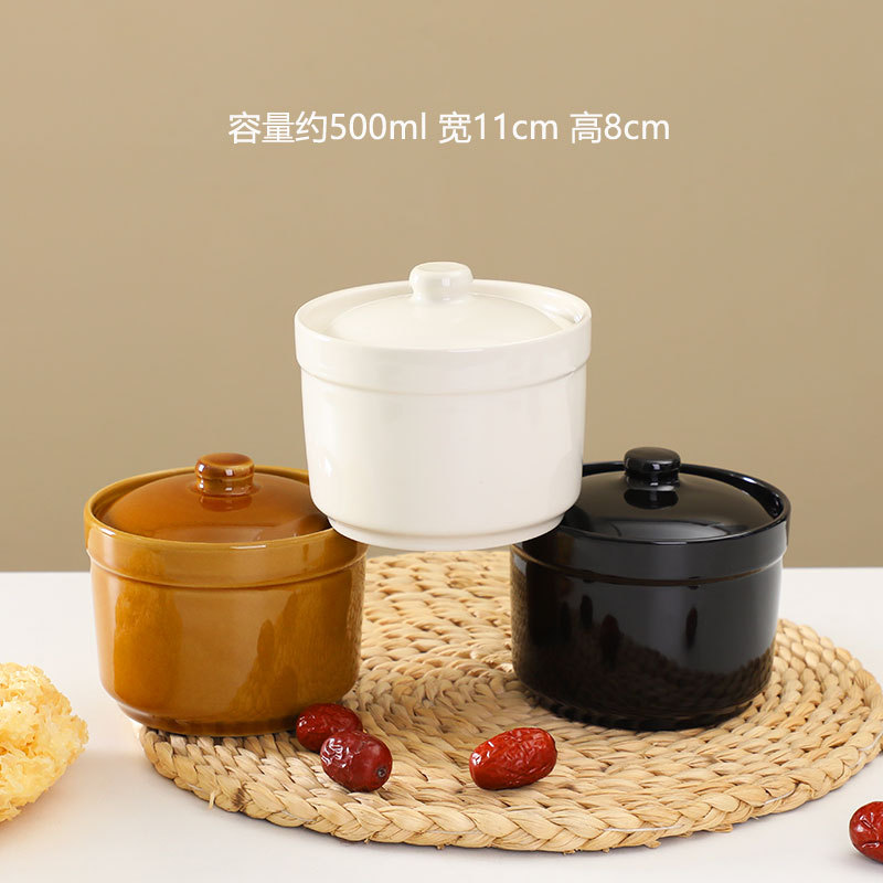 Taza de estofado de olla de barro guisada recta en agua, olla de estofado de una persona, olla de sopa con tapa, shaxian snack, nido de pájaro, olla de sopa hirviendo de cerámica