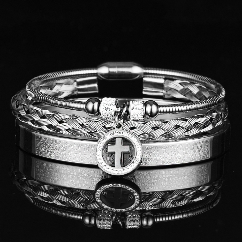 Glam Cross Stainless Steel Plating Bracelets display picture 4