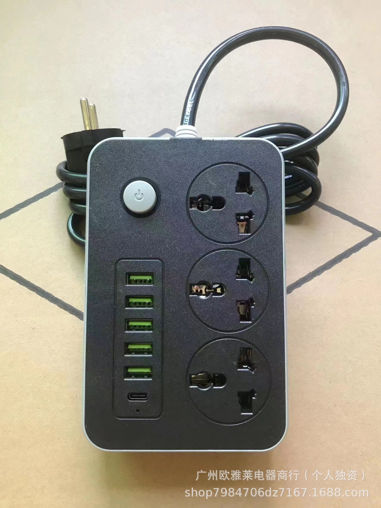 Ventas directas enchufe 6USB + Tipo-C enchufe de línea de conversión de carga ruso Amazon placa de conexión de comercio exterior transfronterizo