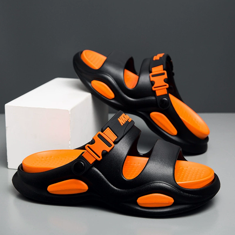 Мужские тапочки, летняя модная верхняя одежда, нескользящая мягкая подошва, сандалии для подростков, пляжные сандалии для занятий спортом на открытом воздухе.