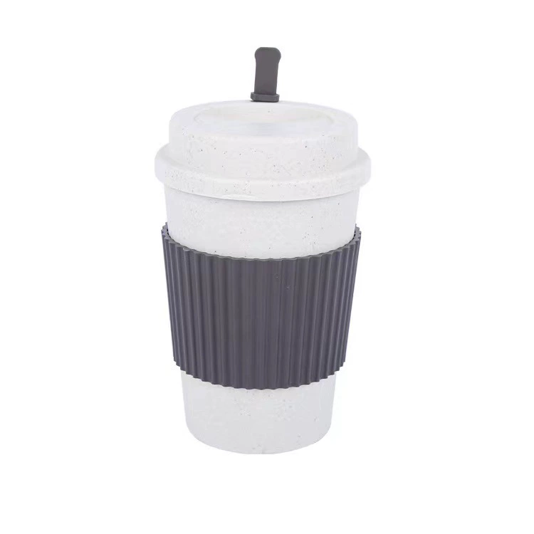 Путевая кофейная кружка из пшеничной соломы, 450–500 мл, многоразовая эко кружка с силиконовым чехлом, 4 цвета