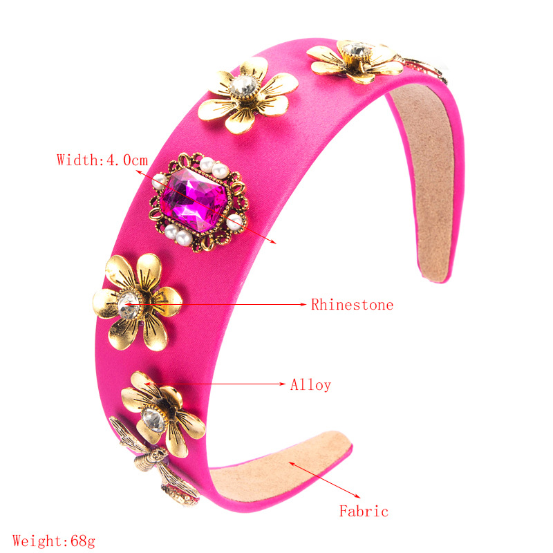 Baroque Flower Bee Pearl Fabric Headband display picture 1